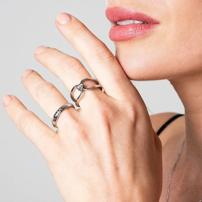 Women's Stainless Steel 18K Gold-Plated Ring – Ternura Silver, Dainty – Meiva ring view 2