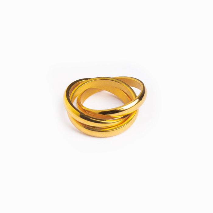 Women's Stainless Steel 18K Gold-Plated Ring – Trinity – Meiva ring
