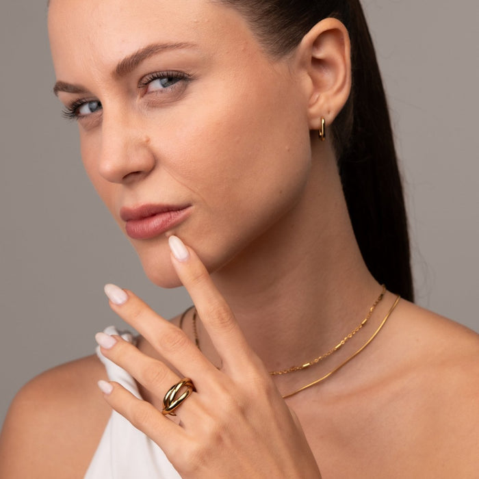 Women's Stainless Steel 18K Gold-Plated Ring – Trinity – Meiva ring view 4