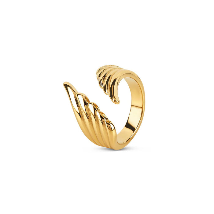 Women's Stainless Steel 18K Gold-Plated Ring – Wings of Freedom Adjustable, Dainty – Meiva ring