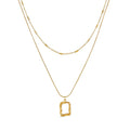 Women's Stainless Steel 18K Gold-Plated Set – Abstract Pendant Necklace, Layered – Meiva set