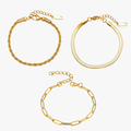 Women's Stainless Steel 18K Gold-Plated Set – Essential Bracelet, Layered – Meiva set