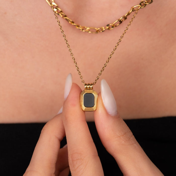 Women's Stainless Steel 18K Gold-Plated Set – Necklace Aurora, Layered – Meiva set view 3