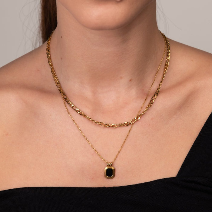 Women's Stainless Steel 18K Gold-Plated Set – Necklace Aurora, Layered – Meiva set view 5