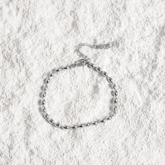 Women's Stainless Steel Bracelet – Bead Chain Silver, Dainty – Meiva bracelet view 3