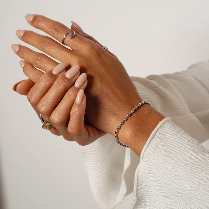 Women's Stainless Steel Bracelet – Bead Chain Silver, Dainty – Meiva bracelet view 4