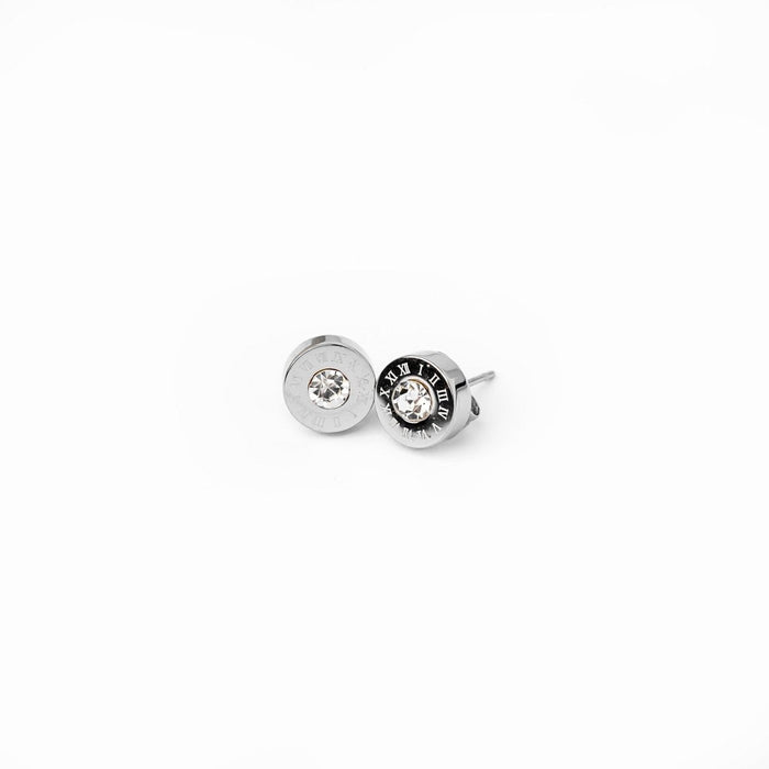 Women's Stainless Steel Crystal Earrings – Encanto Stone Silver, Dainty – Meiva earrings