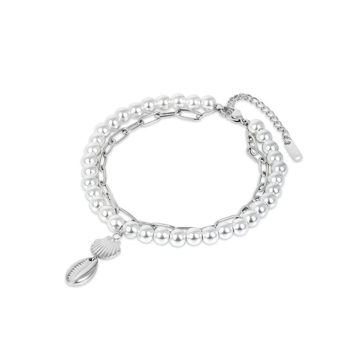 Women's Stainless Steel Cubic Zirconia Pearl Anklet – Noronha Silver – Meiva anklet