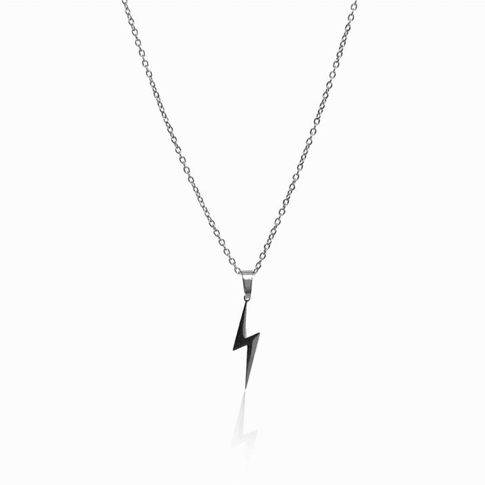 Women's Stainless Steel Necklace – Energy Lightning Bolt Pendant Silver, Dainty – Meiva necklace