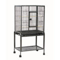 Wrought Iron 52" Bird Cage with Play Top and Rolling Stand Black - New York Bird Supply